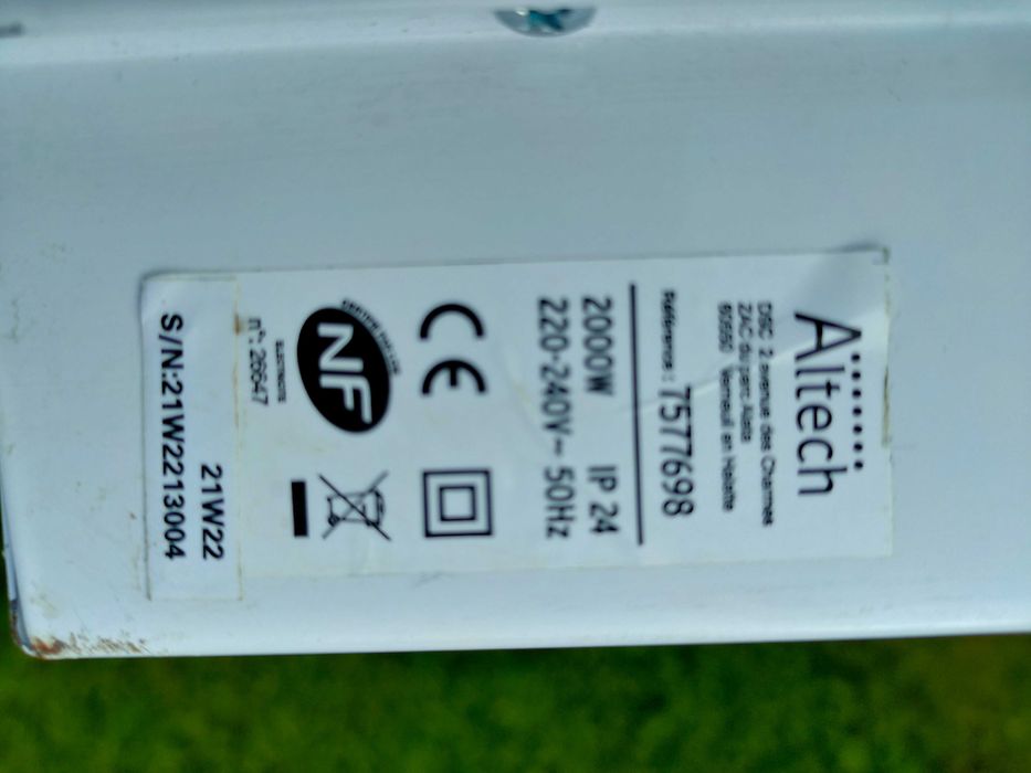 ALTECH електрически радиатор инерционен сух алуминий  2000W