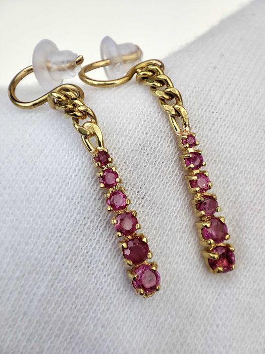 Cercei Aur 19.2K Cu Rubine Naturale Roz Portugalia Aur 800