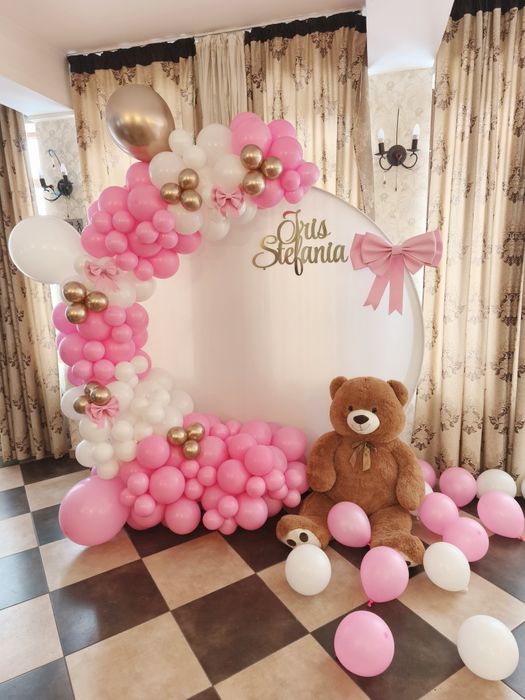 Arcadă baloane/aranjament cristelniță/cifre volumetrice/paiete