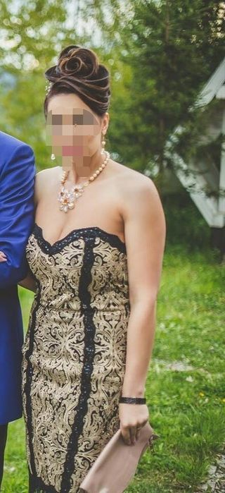 Rochie eleganta cu dantela aurie