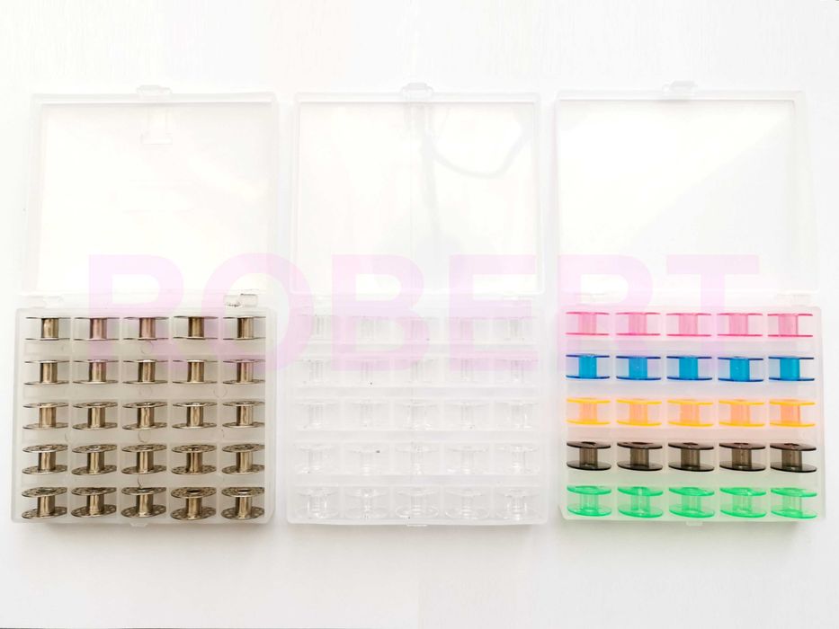 Cutie cu 25 mosoare bobine spon ata pt masina cusut Singer Brother etc