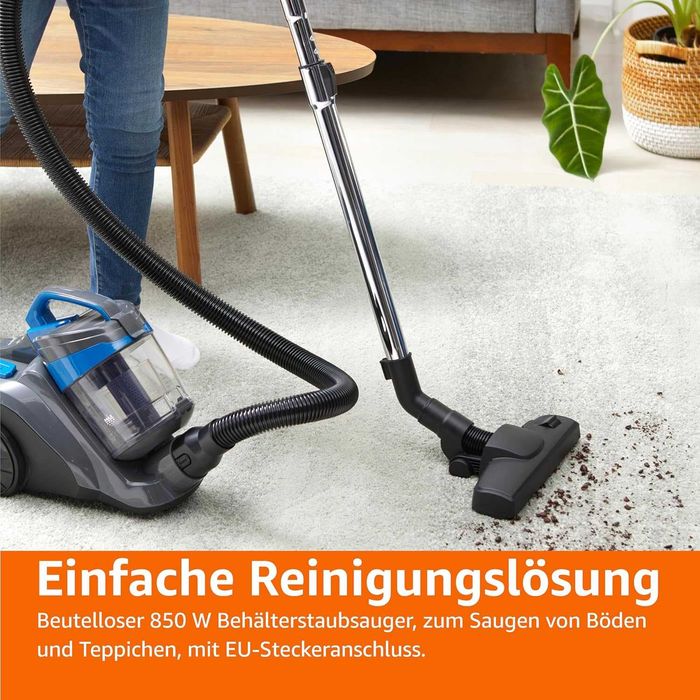 Прахосмукачка без торба Amazon Basics, 1,7л, HEPA филтър, 850 W, лека