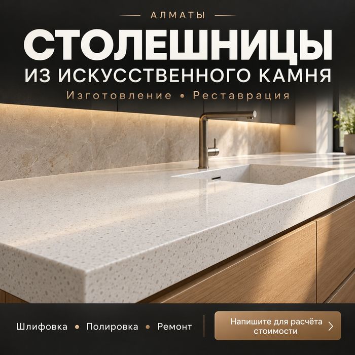 Столешница как новая - изготовление и реставрация в Алматы