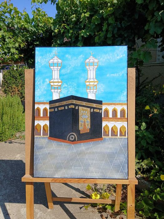 "Kaaba"- tablou in acril cu detalii aurii