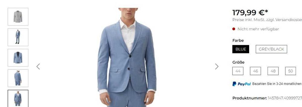 Sacou slim 48 M premium Cinque NOU lana fina si bumbac