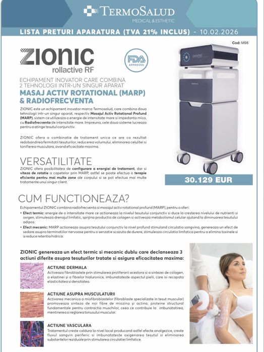DE VÂNZARE: ZIONIC Rollactive RF (Termosalud) – Stare Excelentă!