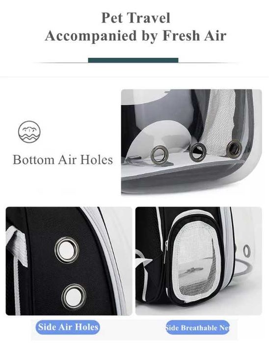 Rucsac transport animale de companie Pisica Catel, Negru