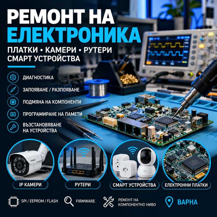 ДИАГНОСТИКА И РЕМОНТ НА IP камери, мрежово оборудване и IoT