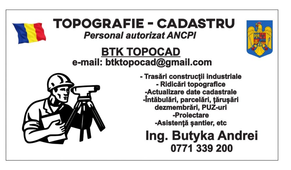 Servicii de topografie , cadastru ,trasari si asistenta santier