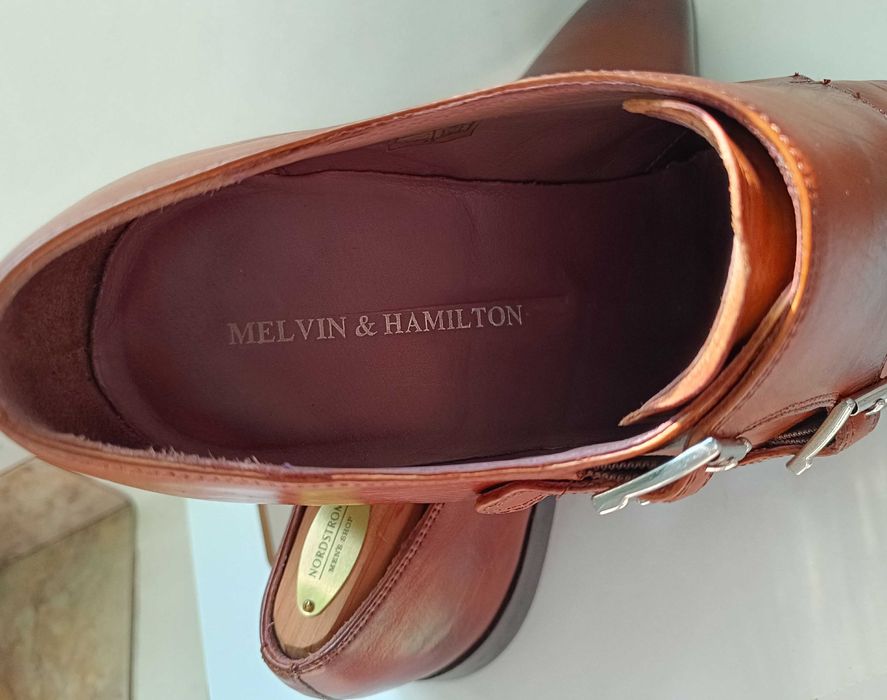 Pantofi monk 45.5 46 lucrati manual Melvin & Hamilton piele naturala