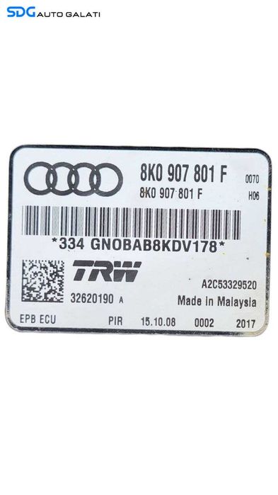 Unitate Modul Calculator Frana de Mana Audi A4 B8 2008 - 2016 Cod 8K0907801F 32620190 A2C53329520 [L8031]