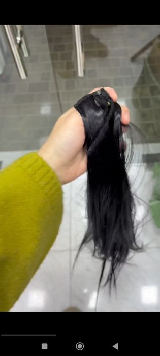 Волосы нарашка на заколках 80 см чёрный. Soch narashka zakolkalik 80 s