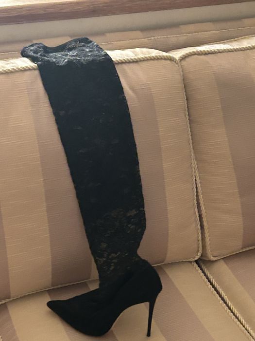 Cizme peste genunchi din dantela elastica Dolce&Gabbana