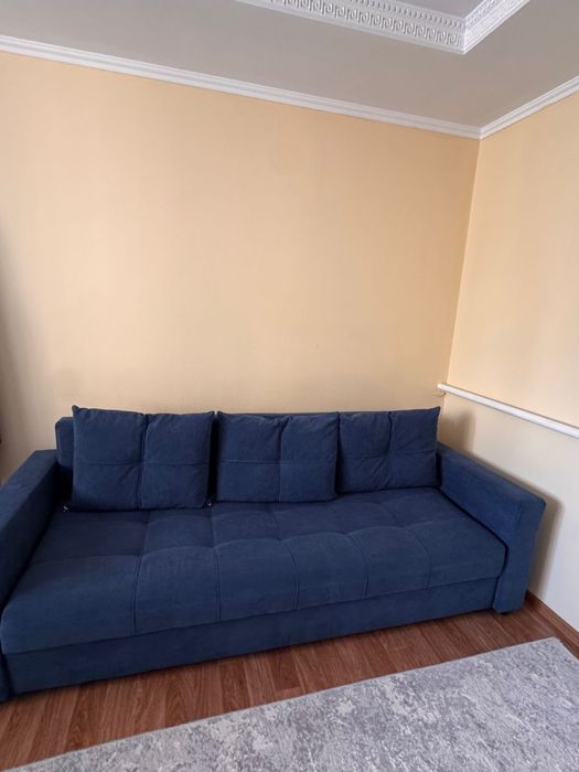 Диван Soft market Пате, 230х80 см, обивка рогожка, синий