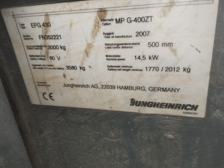 Electrostivuitor jungheinrich efg 430