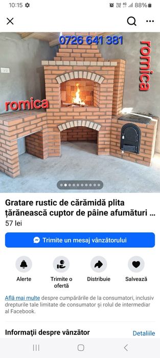 Gratar rustic de cărămidă plita țărănească cuptor de pâine afumături m