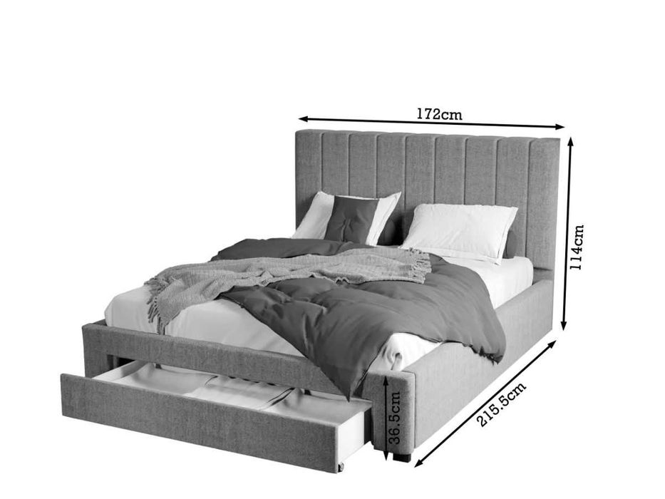 Pat Tapitat Negru Poso 135 cu somiera si sertar 160x200