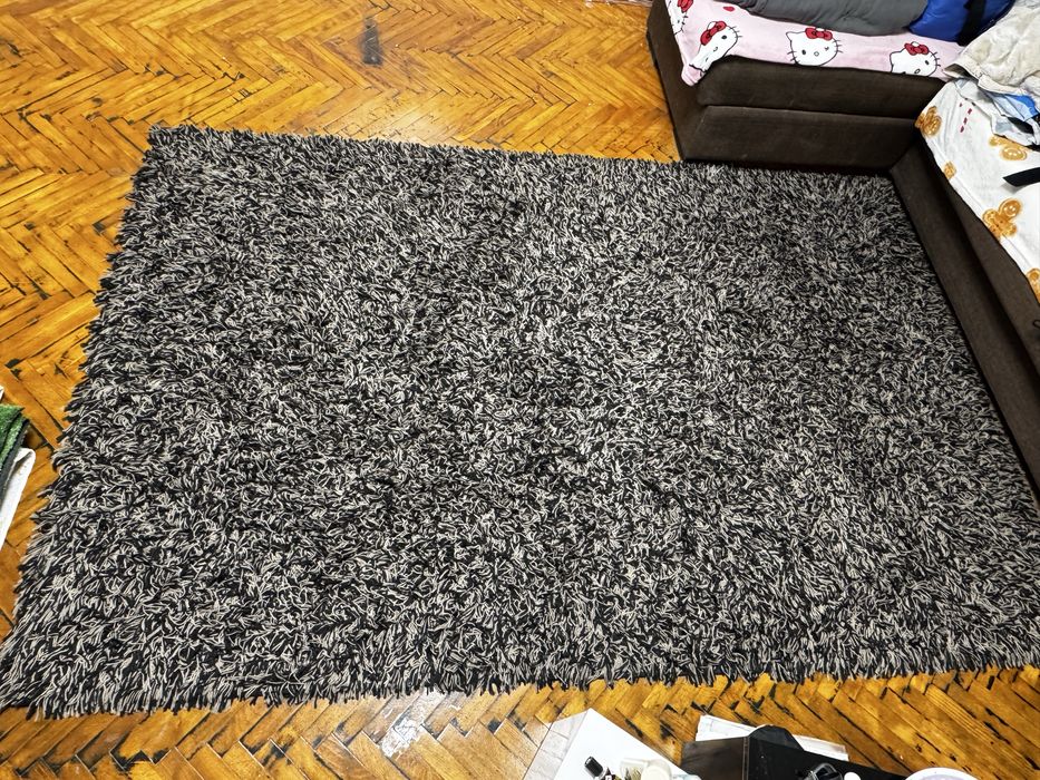 Входен килим черен/бял микрофибър