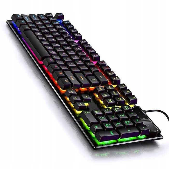Tastatura gaming iluminata LED RGB silentioasa cu bloc numeric USB