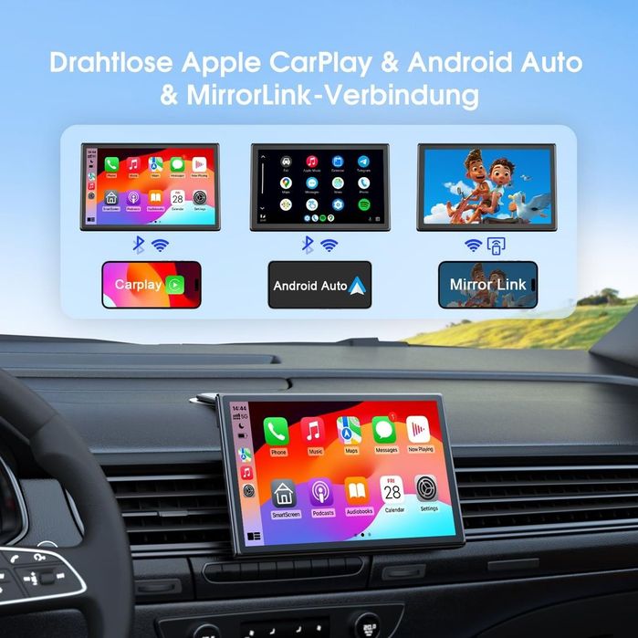 Display CarPlay Portabil Fără Fir de 7 Inch Ecran Touch GPS Control Vocal – Avylet