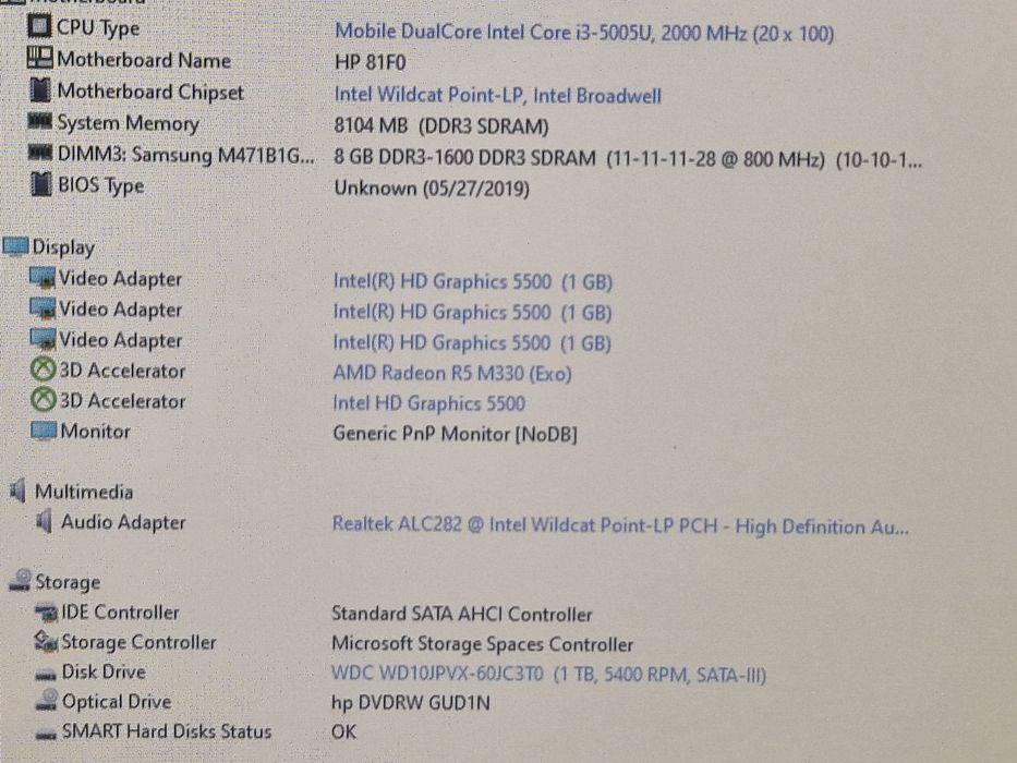 vand laptop alb Hp 15 81F0..15.6"..i3..8 Gb..Hard 1 Tb..impecabil