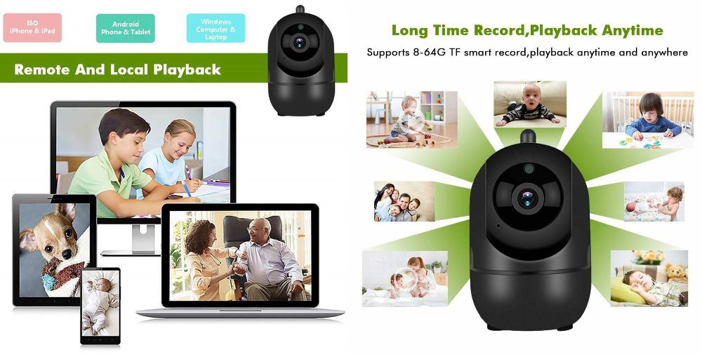 Camera neagra supraveghere IP WIFI HD 1080P 2.0MP, Detectare miscare!