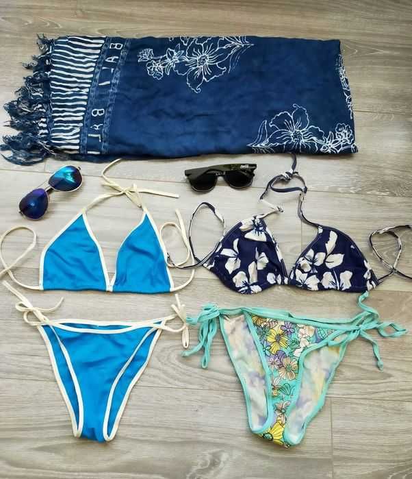 2 buc costum baie cu pareo si ochelari de soare