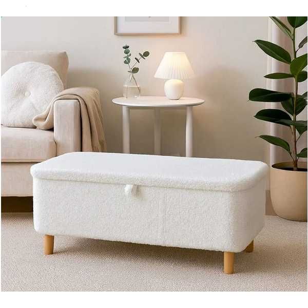 Декоративна табуретка с място за съхранение  Mercado Trade, Бял