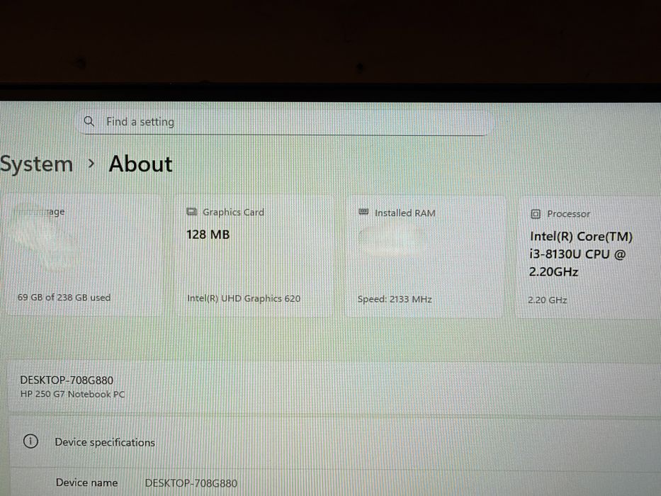 Hp I3-8130U