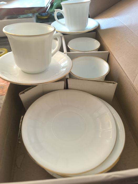 Элегантный кофейный набор 12 предметов с золотым кантом