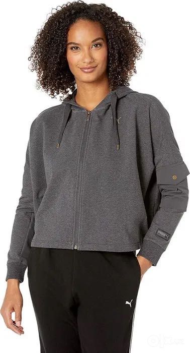 PUMA. Plus size. Хлопковая oversize худи-толстовка