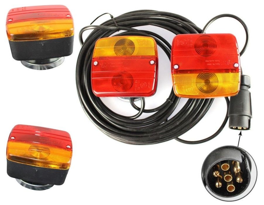 Set Lumini Spate Auto Magnetice Remorca sau Platforma, 12V, 7,5m Cablu