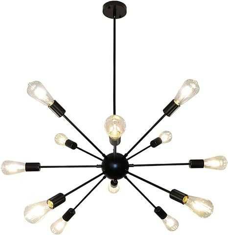 Candelabru Negru I,Argintiu ndustrial Sputnik Lumină 12 lumini