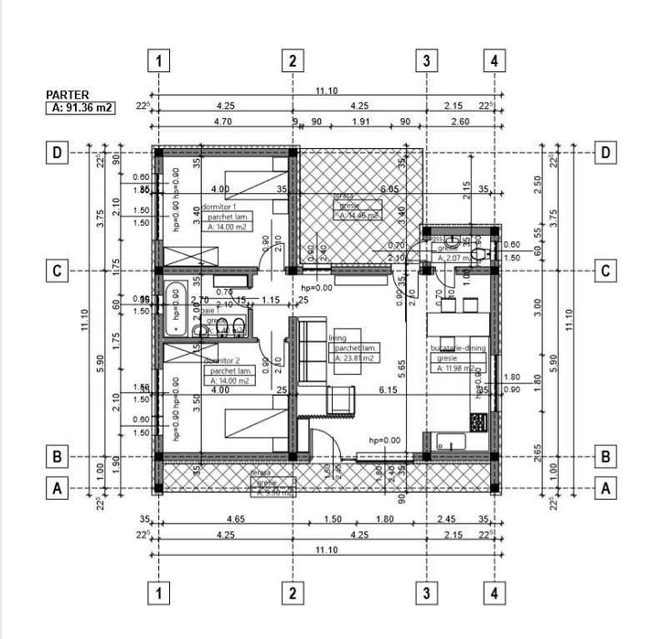 Casa parter 3 camere, 2 bai, gaze