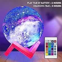 3D Galaxy Moon Lamp акумулаторна ЛЕД лампа с дистанционно