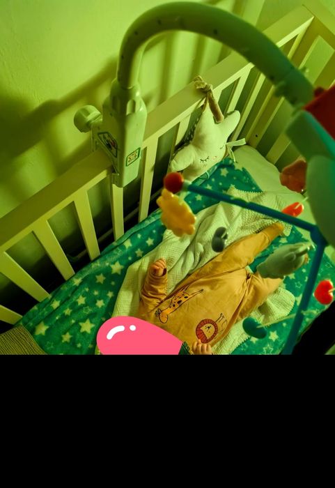 Pătuț bebe Azzurra – lemn, co-sleeping, bej, cu 2 saltele incluse