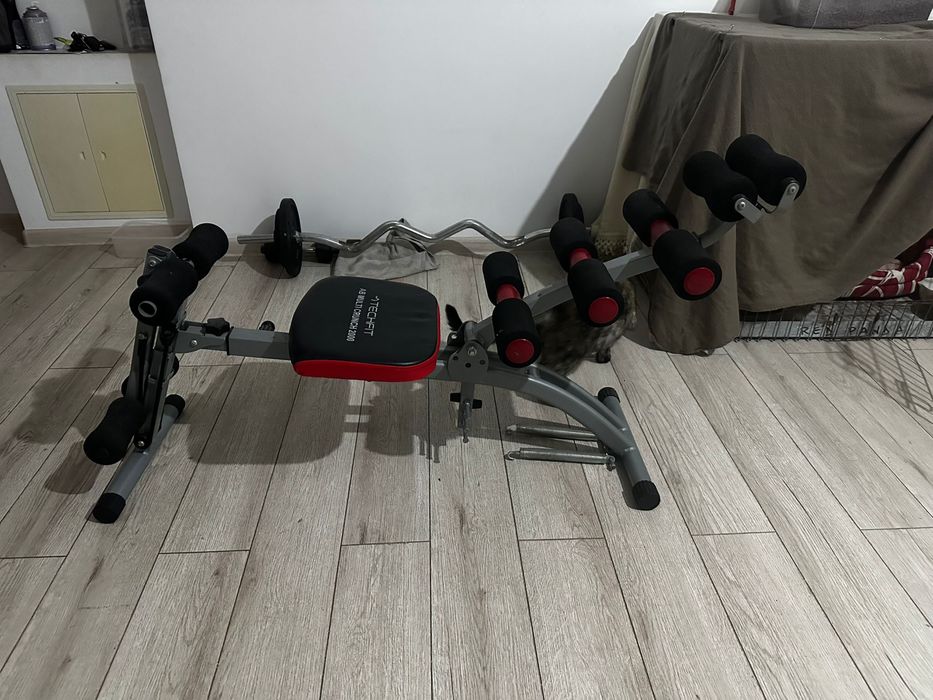 Aparat abdomene TechFit AB Multi Crunch 2000 + gantere bară discuri