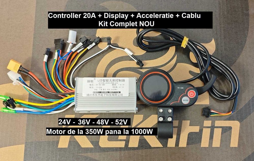 Controller NOU ‼️KIT Complet ‼️ DIsplay si acceleratie‼️ Universal de 20A 36v 48v 52v 350e 500w 800w 1000w