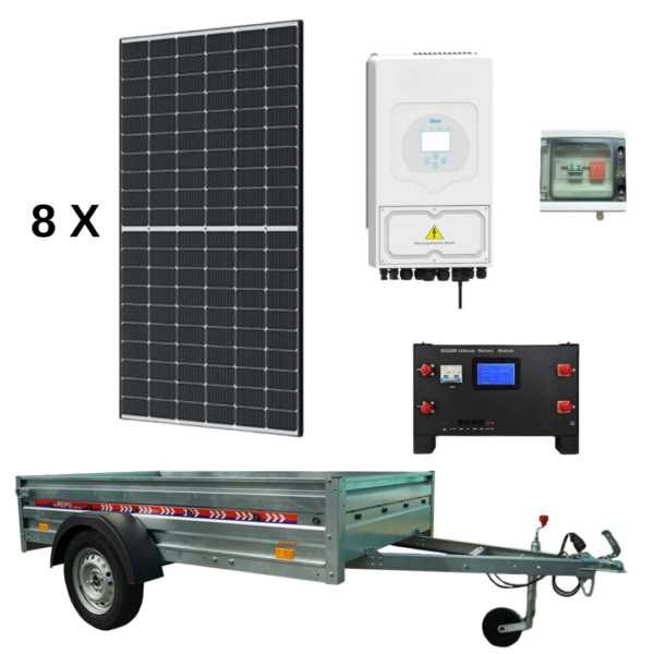 Sistem mobil fotovoltaic pe remorca off-grid, invertor DEYE 5kw