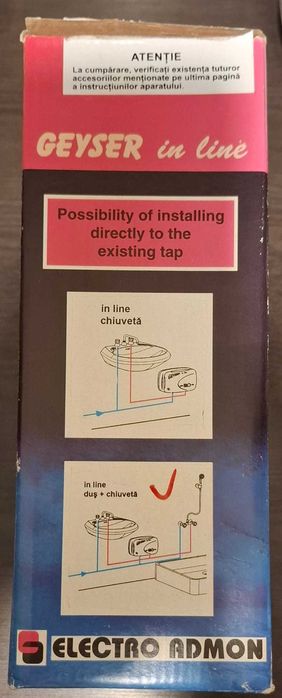 Instant Apa Calda - Geyser Inline 5kW, modelul cu dus