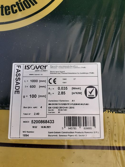 VATA bazaltica fatada ISOVER de 10cm