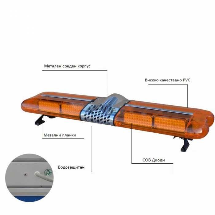 Сигнална LED аварийна лампа – маяк 120 см, 392 COB диода, 12-24V