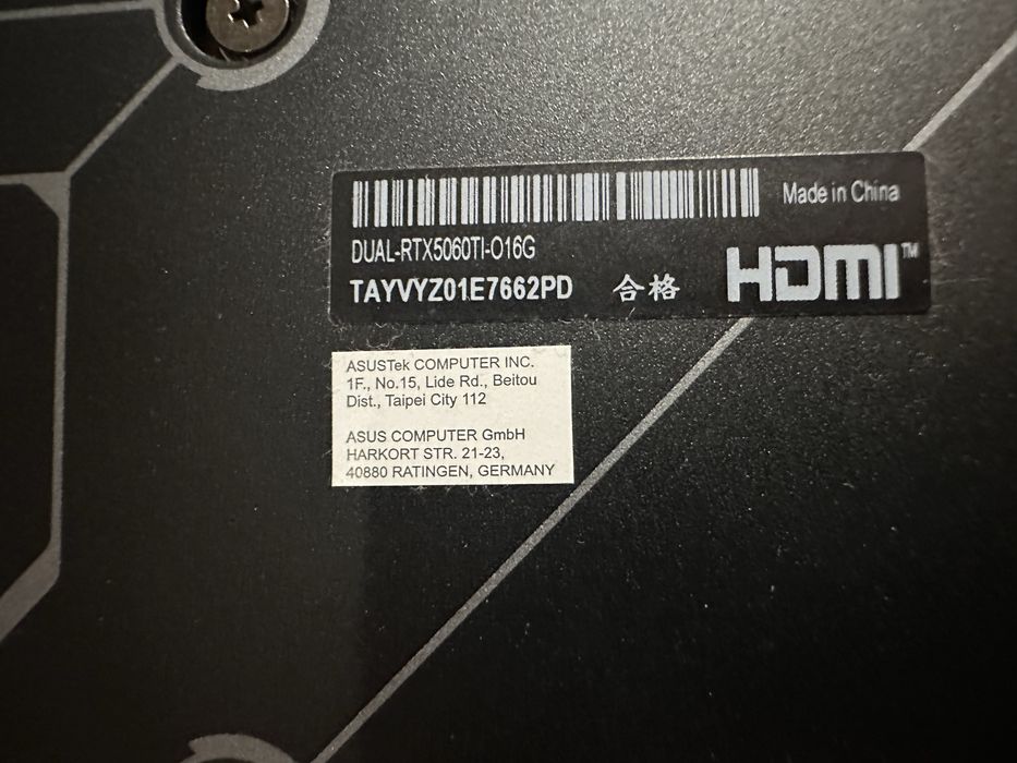 Asus Dual RTX 5060ti 16GB