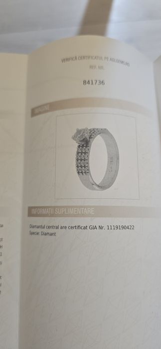 Inel 18 k diamante certificat GIA
