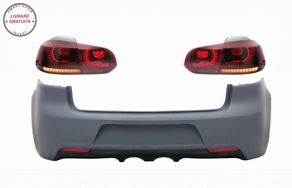 Bara Spate si Stopuri Full LED Rosu Fumuriu VW Golf 6 VI (2008-2013) R20 Look- livrare gratuita