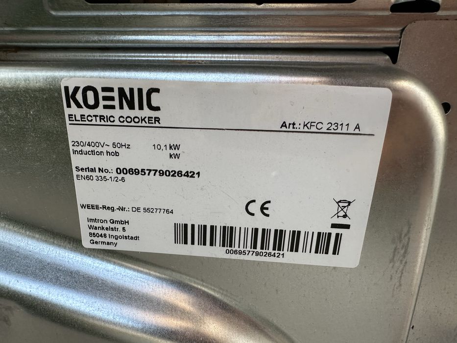 Свободностояща електрическа печка с индукционен плот KOENIC KFC 2311 A