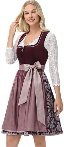 Rochie Dirndl Midi Catifea Elegantă Tradițională – Roșie Închisă Mărimea 44