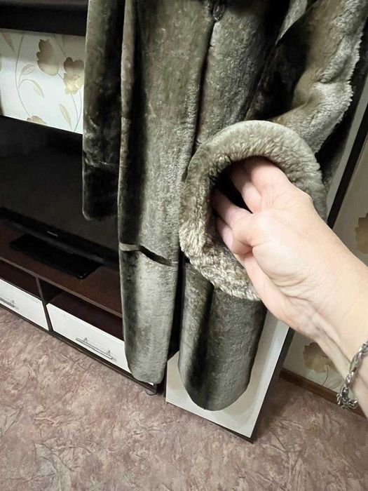 Мутоновая шуба с норкой 48