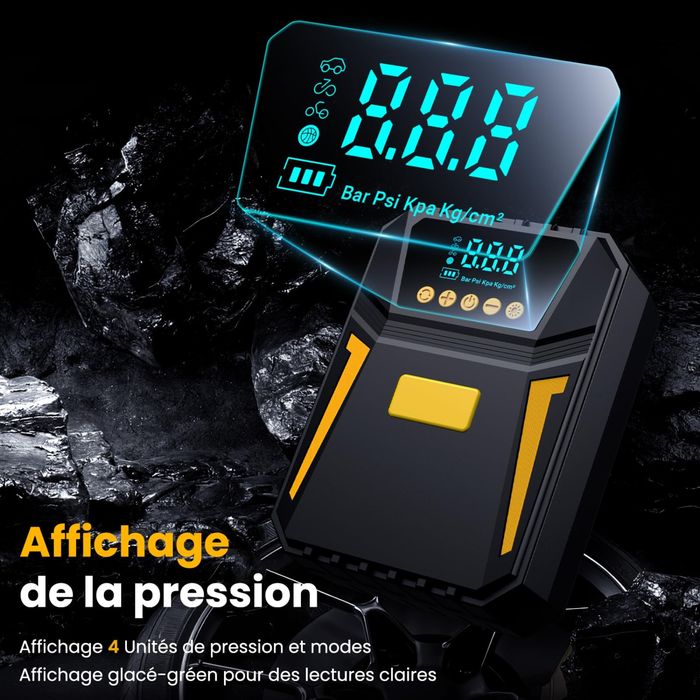 ILFLIN  Мощен преносим компресор за въздух/12V/150 PSI/HD дисплей/LED светлина, автомобили/велосипеди/мотоциклети/топки