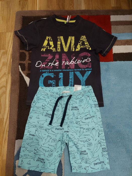 De vânzare lot 3 tricouri și 3 pantaloni scurți, mărimea 116 cm